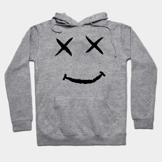 R.I.P. Happy Face Funny Black Print Hoodie by CreativeWear